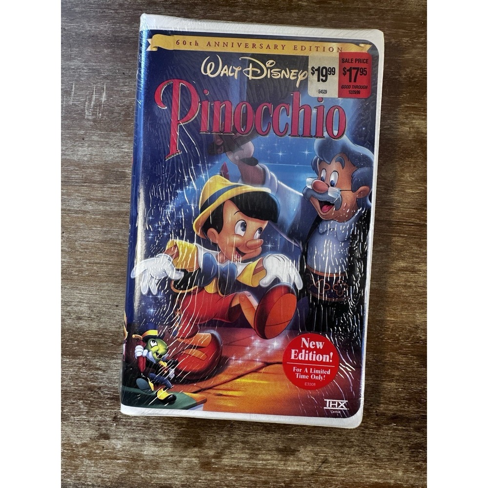Walt Disney Pinocchio 60th Anniversary Gold Edition Clamshell VHS New & Sealed